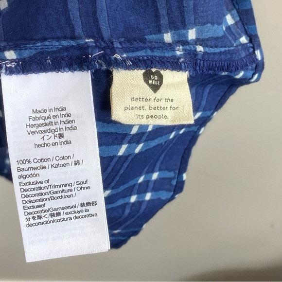 Madewell Embroidered Puff-Sleeve Babydoll Dress in Indigo Plaid Size XS - Picture 9 of 13